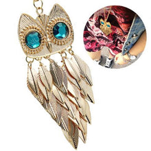 able Stylish Gold Plated Leaves Owl Charm Chain Long Women Pendant Necklace J4U66