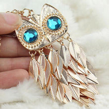 able Stylish Gold Plated Leaves Owl Charm Chain Long Women Pendant Necklace J4U66