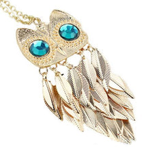 able Stylish Gold Plated Leaves Owl Charm Chain Long Women Pendant Necklace J4U66