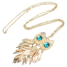 able Stylish Gold Plated Leaves Owl Charm Chain Long Women Pendant Necklace J4U66