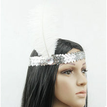 Feather Headband 1920's Flapper Sequin Headpiece Costume Head Band Party Favor Headwear J4U66