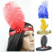 Feather Headband 1920's Flapper Sequin Headpiece Costume Head Band Party Favor Headwear J4U66