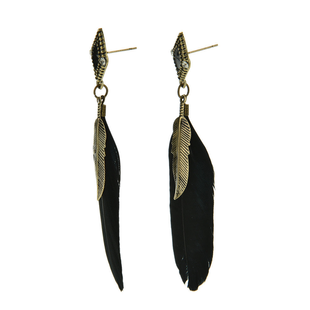 Feather Leaves Charm Drop Earring Rhombus Long Ear drop Dangle Earrings Earrings for Women Gilrs J4U66