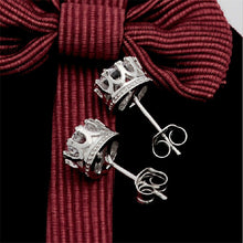 Femal Cubic Zirconia Earrings Classic Crown Silver Plated Crystal Stud Earrings Women Jewelry  J4U66