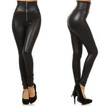 Casual Wear Leather Leggings For Women Girls Black Solid Pants High-Waist Skinny Legging Trousers J4U66