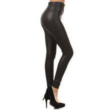 Casual Wear Leather Leggings For Women Girls Black Solid Pants High-Waist Skinny Legging Trousers J4U66