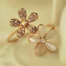 Fine Jewelry Dazzling Rhinestones Full Opal Double Five Flowers Wedding Rings For Women Gift J4U66