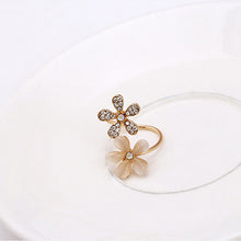 Fine Jewelry Dazzling Rhinestones Full Opal Double Five Flowers Wedding Rings For Women Gift J4U66