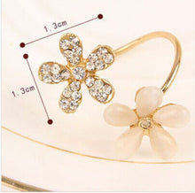 Fine Jewelry Dazzling Rhinestones Full Opal Double Five Flowers Wedding Rings For Women Gift J4U66