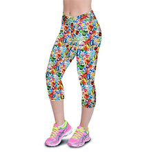 fitness women leggings high waist floral printing cropped yuga pants workout casual pants trousers women leggins J4U66