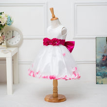 floral bow ball gown princess girls dresses sweet girl sleeveless wedding party dresses one piece tulle dress J4U66