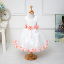 floral bow ball gown princess girls dresses sweet girl sleeveless wedding party dresses one piece tulle dress J4U66