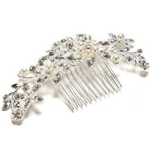 Floral Wedding Tiara Sparkling silver plated Crystal simulated pearl Bridal Hair Combs Hairpin Jewelry Hair Accessories J4U66