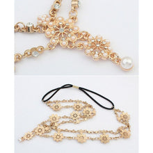Flower Tassel Head Jewelry Women Elegant Rhinestone Elastic Head Chain Tiaras Bride Wedding Head Jewelry J4U66