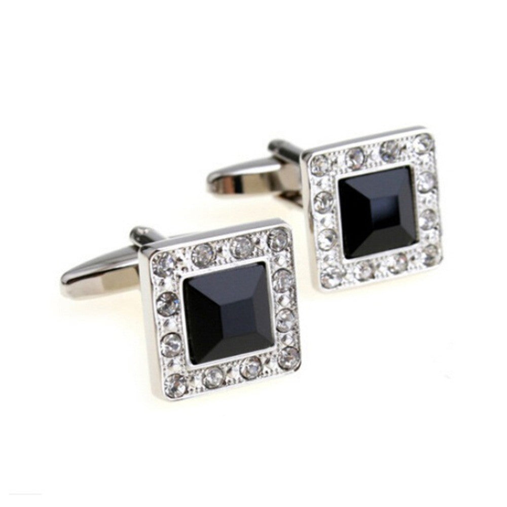 For Mens Cuff Buttons Black Crystal Cuff Links Abotoaduras Jewelry Shirt Cufflinks J4U66