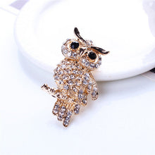 For Weddings S  Brooches Gold Plated Owl Style Shiny Crystal Inlay Lady Jewelry Rhinestone Brooches J4U66
