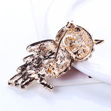 For Weddings S  Brooches Gold Plated Owl Style Shiny Crystal Inlay Lady Jewelry Rhinestone Brooches J4U66
