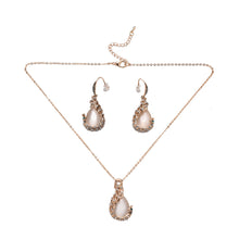 For Women  18k Yellow Gold Filled pink opal Peacock Necklace Earring Wedding Fine Jewelry J4U66
