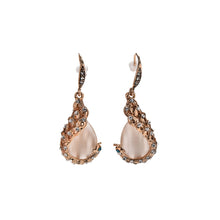 For Women  18k Yellow Gold Filled pink opal Peacock Necklace Earring Wedding Fine Jewelry J4U66