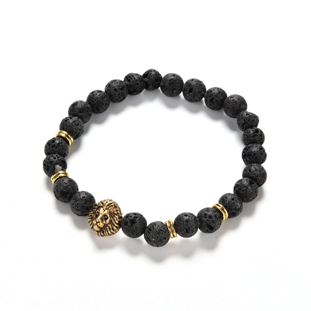 For Women And Men Jewelry S Gold/Silver Natural Stone Bracelets Bangles Pulseras Lion Head Beads Bracelets J4U66
