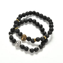 For Women And Men Jewelry S Gold/Silver Natural Stone Bracelets Bangles Pulseras Lion Head Beads Bracelets J4U66