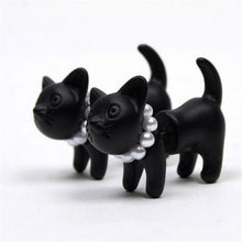 For Women Black Puncture Ear Jewelry Women Gifts s 3D Pearl Kitty Cat Stud Earrings J4U66