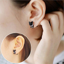 For Women Black Puncture Ear Jewelry Women Gifts s 3D Pearl Kitty Cat Stud Earrings J4U66