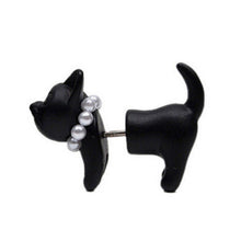 For Women Black Puncture Ear Jewelry Women Gifts s 3D Pearl Kitty Cat Stud Earrings J4U66