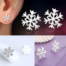 For Women Jewelry Gifts Xmas Hotsale Hollowed Snowflake Earrings Silver Stud Earrings J4U66