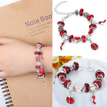 For Women Jewelry Pulsera Mujer Femme Charm Bracelets Cute Ladybird Beads Chain Bracelet J4U66