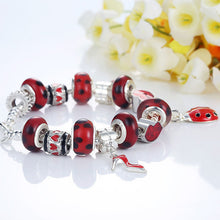 For Women Jewelry Pulsera Mujer Femme Charm Bracelets Cute Ladybird Beads Chain Bracelet J4U66