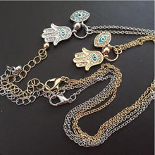 For Women Fine Jewelry Gold Silver Blue Evil Eye Hamsa Hand Fatima Palm Necklace J4U66