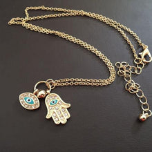 For Women Fine Jewelry Gold Silver Blue Evil Eye Hamsa Hand Fatima Palm Necklace J4U66