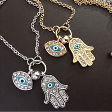 For Women Fine Jewelry Gold Silver Blue Evil Eye Hamsa Hand Fatima Palm Necklace J4U66