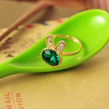 For Women Gifts For Lady Adjustable Women Rings Cute Lovely Green Alloy Rhinestone Rabbit Ear Rings J4U66