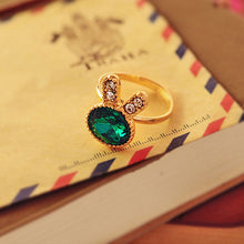 For Women Gifts For Lady Adjustable Women Rings Cute Lovely Green Alloy Rhinestone Rabbit Ear Rings J4U66