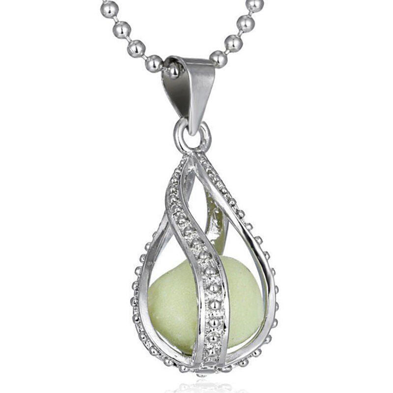 For Women Glowing Necklace Pendant Water Drop Glowing Stone Jewelry Charm Glow In The Dark Pendants Gift Necklace J4U66