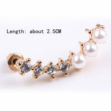 For Women Ladies Womens Sweet Gold Silver Pearl Crystal 6 Beads Cuff Ear Clips Earring Earrings J4U66