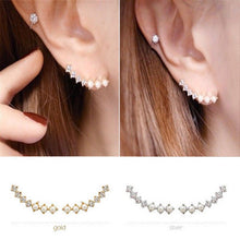 For Women Ladies Womens Sweet Gold Silver Pearl Crystal 6 Beads Cuff Ear Clips Earring Earrings J4U66