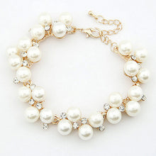 For Women Luxurious 18K Gold Charm Crystal Cubic Zircon Diamond Bracelet Women Jewelry Pearl Beads Bracelet J4U66
