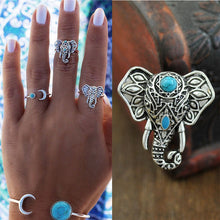For Women Men Beach Unique Carving Tibetan Silver Plated Ring Elephant Ring S Bohemia Vintage Punk Rings J4U66