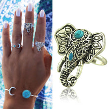 For Women Men Beach Unique Carving Tibetan Silver Plated Ring Elephant Ring S Bohemia Vintage Punk Rings J4U66