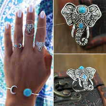 For Women Men Beach Unique Carving Tibetan Silver Plated Ring Elephant Ring S Bohemia Vintage Punk Rings J4U66
