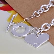 For Women Silver Plated Jewelry Toggle Clasps Charm Bracelets Trendy Heart Link Chain Bracelet J4U66