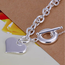 For Women Silver Plated Jewelry Toggle Clasps Charm Bracelets Trendy Heart Link Chain Bracelet J4U66