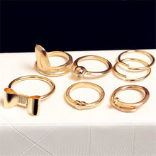 For Women Skull Bowknot Heart Ring Set 7pc Gold finger Knuckle Rings J4U66