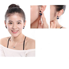 For Women Trendy Jewelry Elegant Cube Earrings Blue Geometric Rhinestone Crystal Stud Earrings J4U66