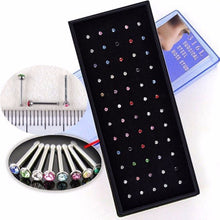 For Your Choice Women Trendy Crystal Rhinestone Bulk Bone Straight Stud Bar Piercing Nose Ring 40pcs/pack 2 Colors J4U66