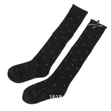 Free&Little Girls Bowknot Polka Dot Cotton Knee Highs Kids In Tube Sockedia Corta J4U66