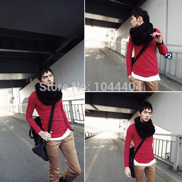 Free&New Fashion Warm Men Pure Wool Knitted Neck Long Wraps Shawl Scarf J4U66